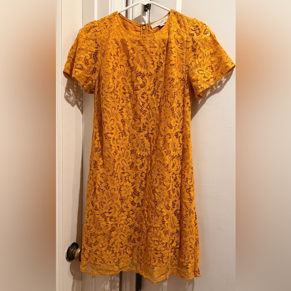 LOFT Lace Midi Shift Dress